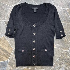 White House Black Market Short Sleeve Button Down Cardigan Sweater